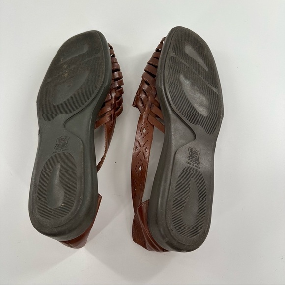 Faded Glory Tara flats size 8.5 brown leather square toe woven 80s 90s vintage - Picture 7 of 13